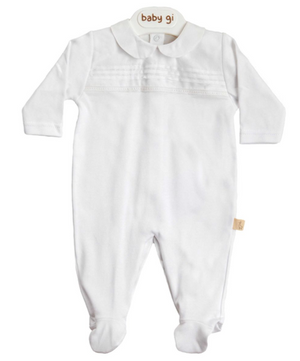 SS24 Baby Gi White Cotton Broderie Anglaise Babygrow