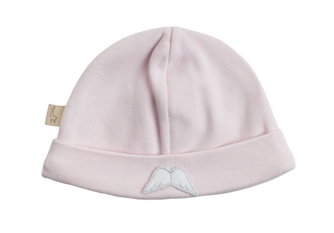 Baby Gi Pale Pink & White Velour Angel Wings Hat