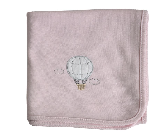 SS24 Baby Gi Pale Pink Cotton Hot Air Balloon Blanket