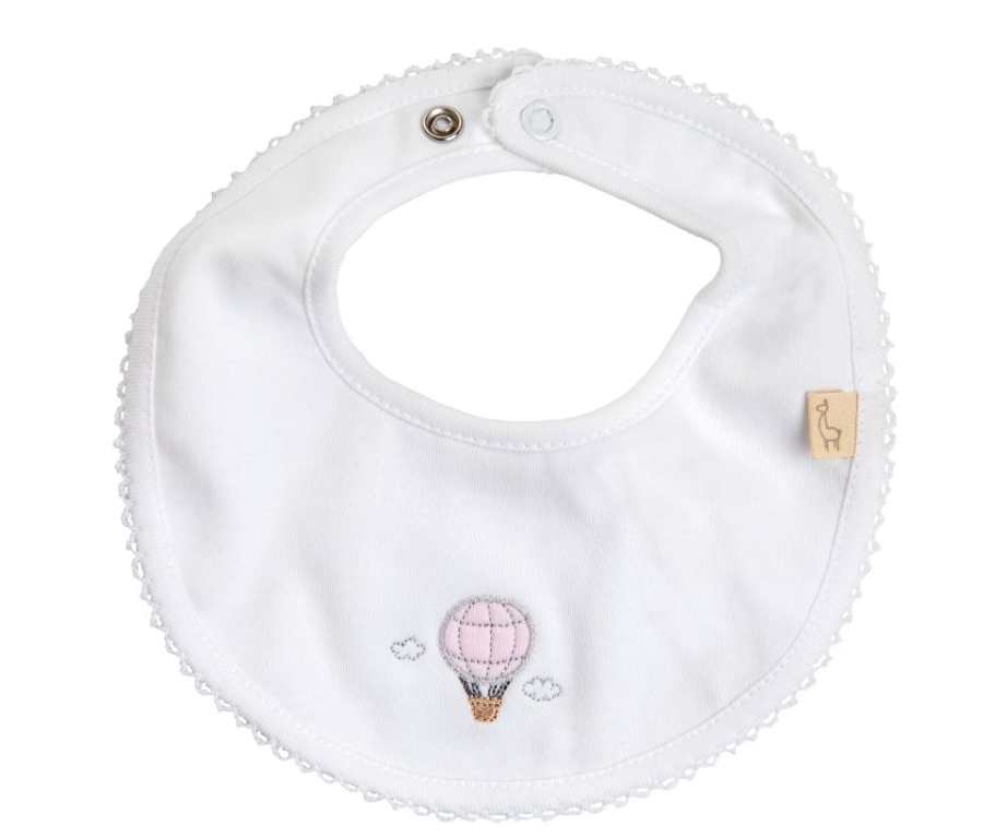 Baby Gi Hot Air Balloon White & Pale Pink Bib