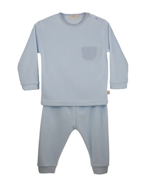 Baby Gi Pale Blue & White Striped Lounge Suit