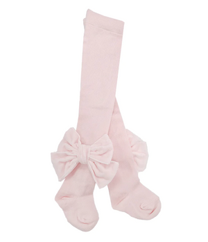 Meia Pata BABY PINK Double Velvet Bow Tights