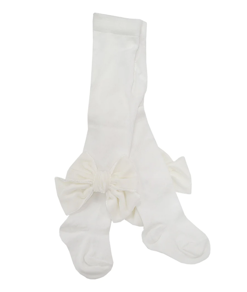 Meia Pata WHITE Double Velvet Bow Tights