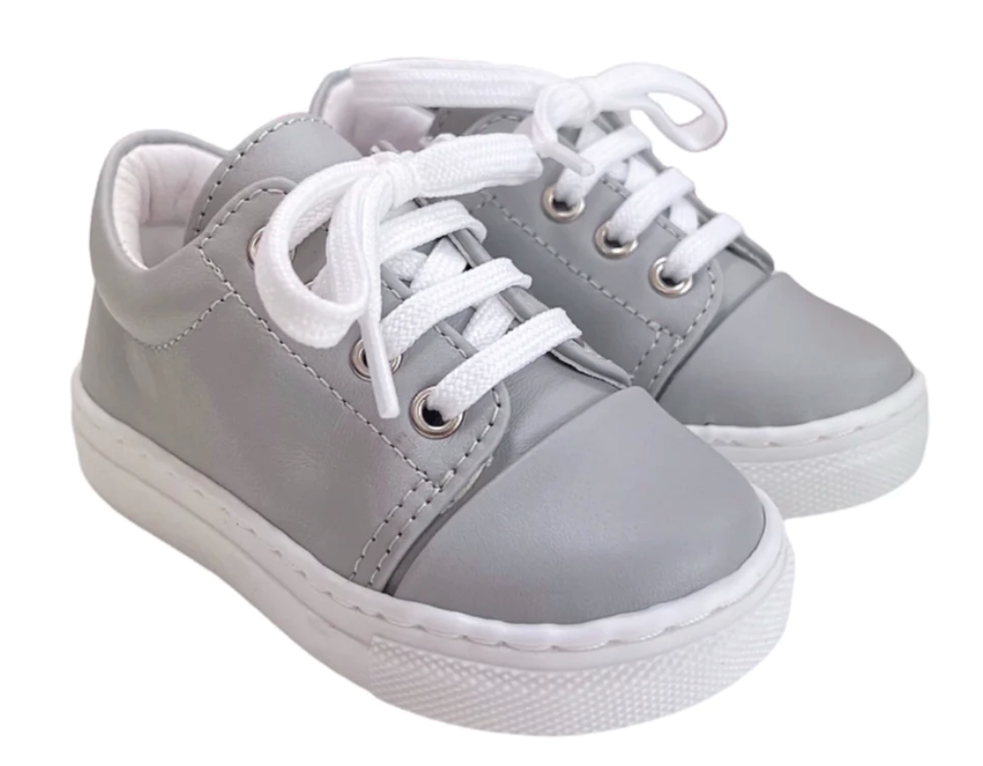 Borboleta Santiago Grey Leather Trainers