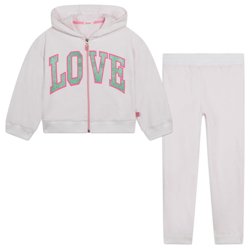 SS23 Billieblush Pale Pink & Green 'Love' Hooded Tracksuit