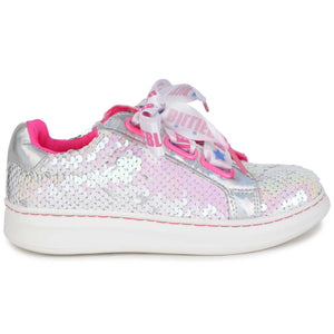 SS23 Billieblush Pink & Silver Sequin Logo Ribbon Trainers