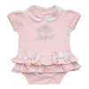 SS23 Little A GIGI Pale Pink & White Rose Bow Frill Romper