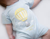 SS23 Mitch & Son Mini MILAN Sky Blue Yellow & White Hot Air Balloon Romper