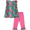 SS23 ADee WONITA Pink Candy Multicoloured Floral Zebra Frill Leggings Set