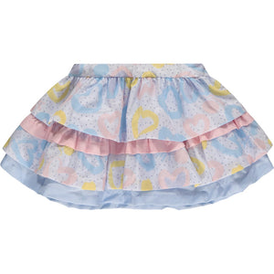 SS23 ADee VANESSA Sky Blue White Pink & Yellow Logo Hearts Frill Skirt Set