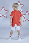 SS23 Mitch & Son LOUIS Red & Grey Large Star Logo Shorts Set