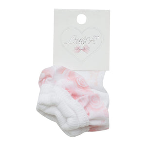 SS23 Little A GRACELYNN Bright White & Pink Floral Frill Ankle Socks