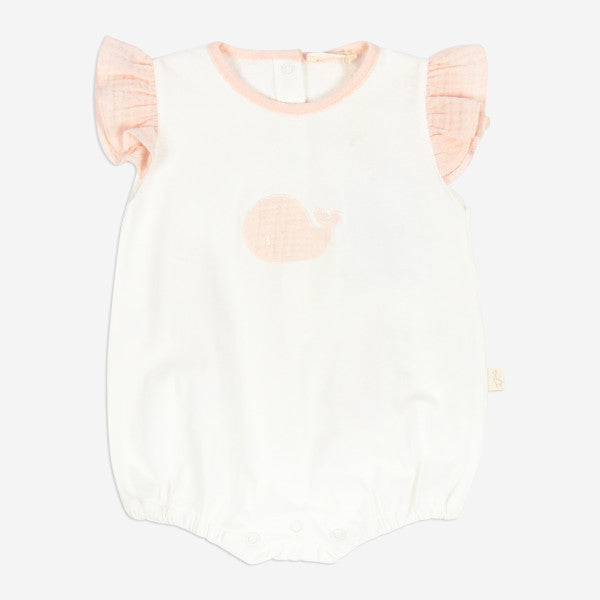 Baby Gi Pink & Ivory Sea Whale Romper