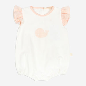 Baby Gi Pink & Ivory Sea Whale Romper