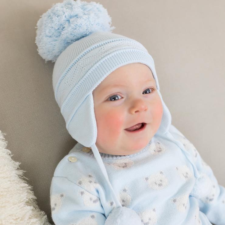 Emile et Rose Pale Blue Cosy Ear Bobble Hat