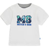 SS23 Mitch & Son KYLE & KANNON Bright White Blue & Green Logo Lion Leaf Patterned Shorts Set