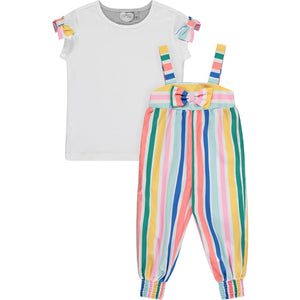 SS23 ADee URSULA Bright White Multicoloured Stripe Bow Jumpsuit Set