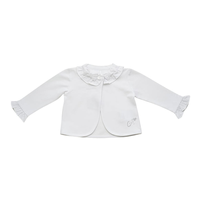 SS23 Little A GINA Bright White Frill Bow Cardigan / Jacket