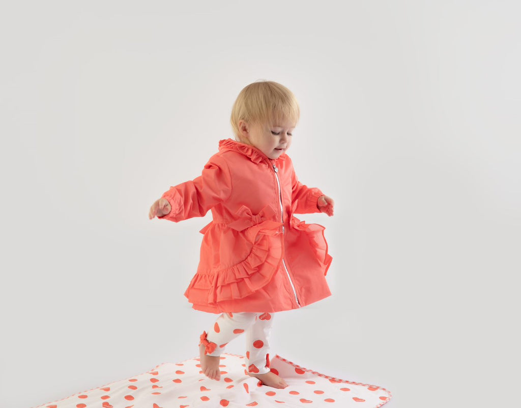 SS23 Little A HENNY Bright Coral Bow Frill Jacket / Coat