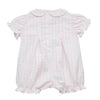 SS23 Little A GIA Pale Pink & White Checked Bow Frill Romper