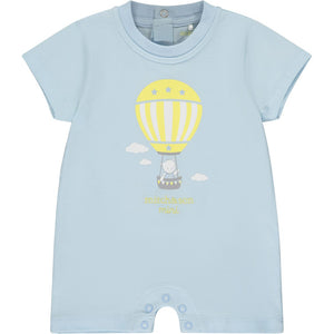 SS23 Mitch & Son Mini MILAN Sky Blue Yellow & White Hot Air Balloon Romper